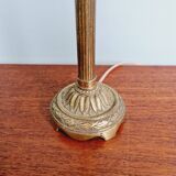 Lampe de table en bronze doré et bobèche en verre bleu