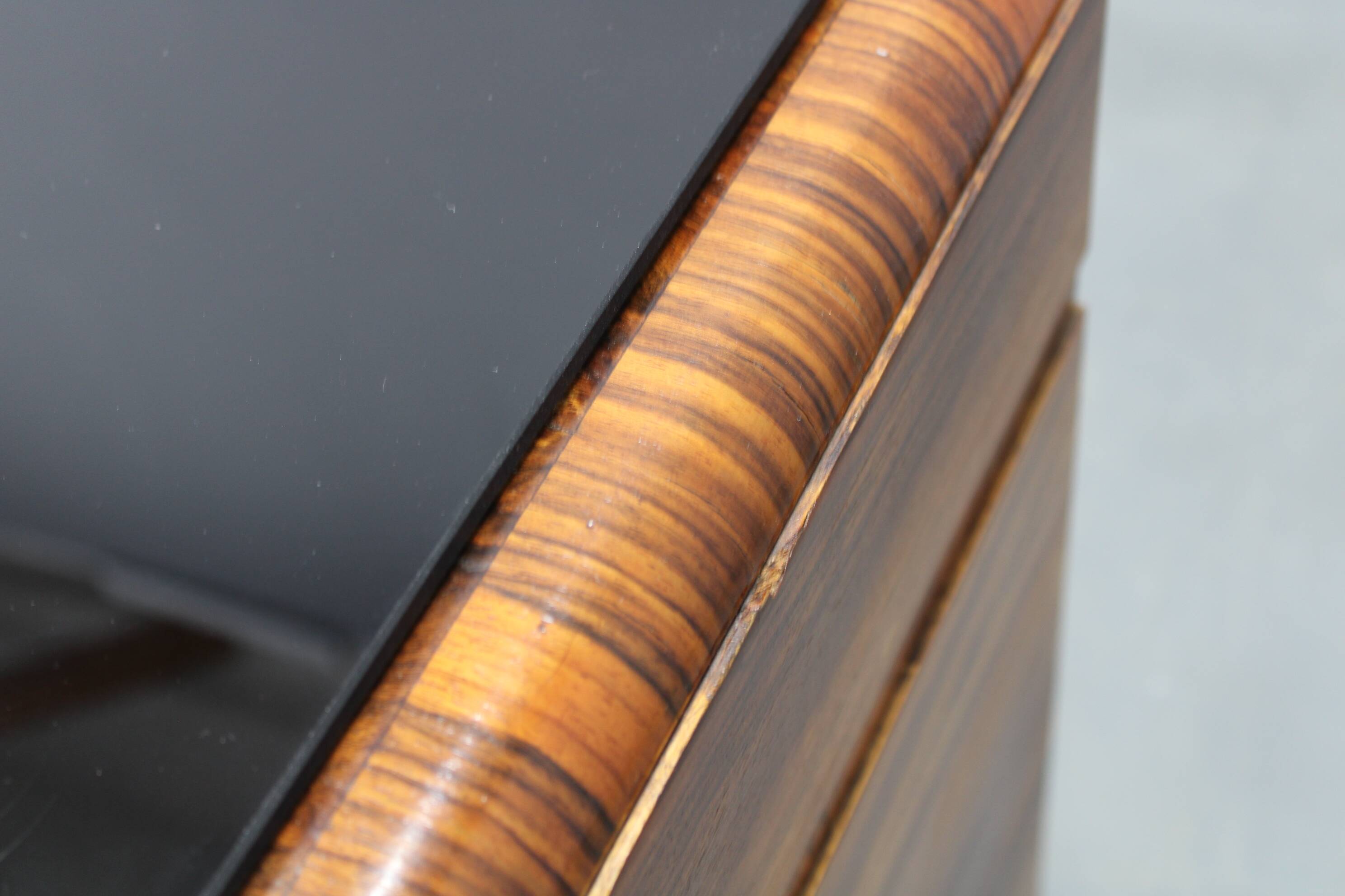 Pair of Art Deco walnut bedside tables from the 1930s.