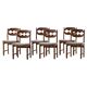 Set of 6 "Razorblade" dining chairs by Henning Kjærnulf in oak and mohair, 1960s.