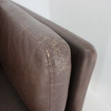 Canapé 3 places en cuir brun danois des années 1970