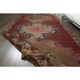 1970s Vintage Turkish Oushak Handmade Wool Cotton Red Area Rug 190x375