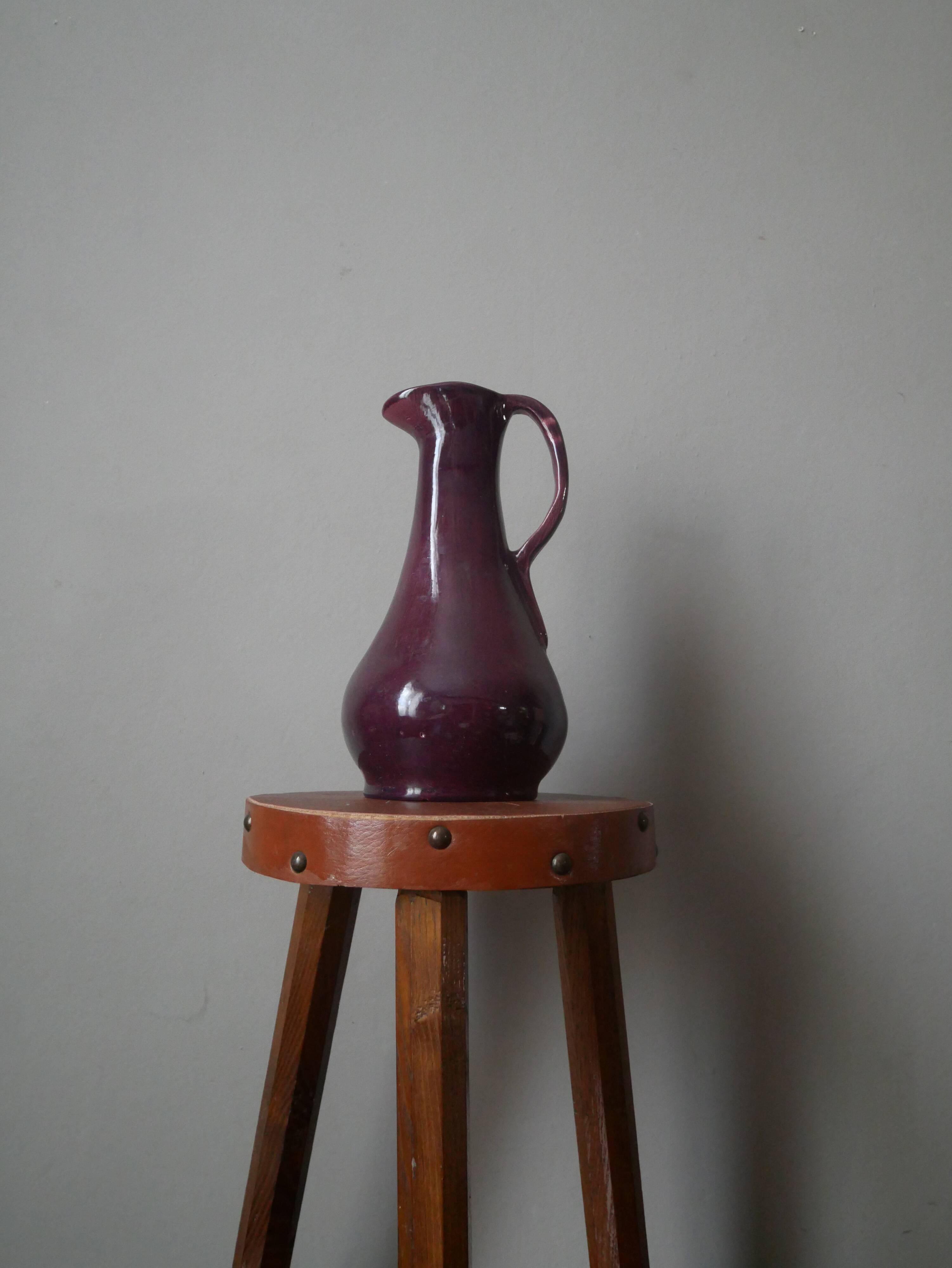 Pitcher vase with handle ceramic handmade pottery country decoration