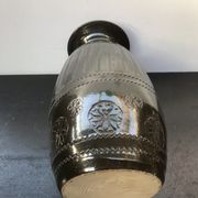 Former Black Brown Ceramic Vase Enamelled Signed HOPWILLER Vintage