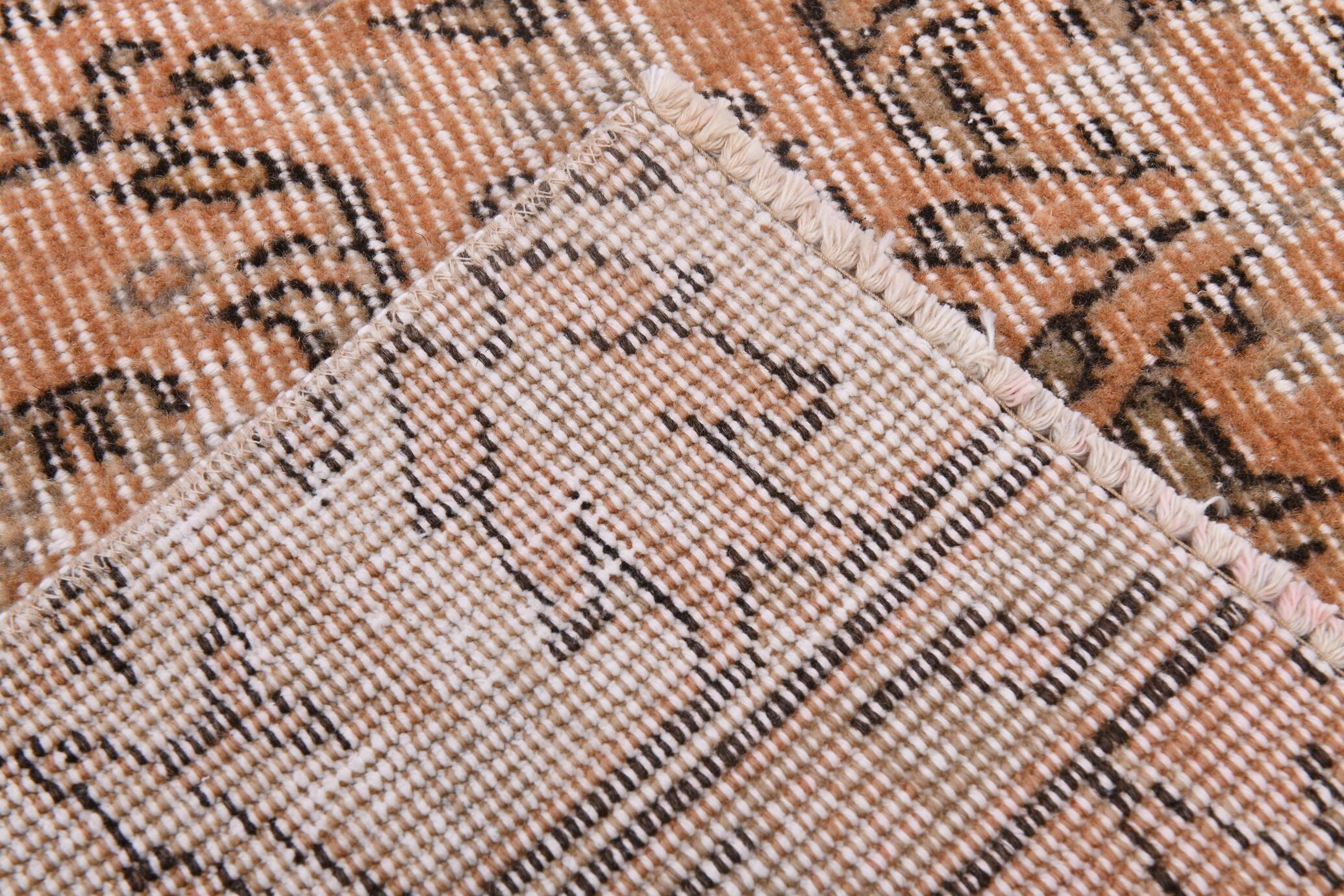 5x8 Peach Orange Handmade Wool Vintage Rug, 144x234Cm