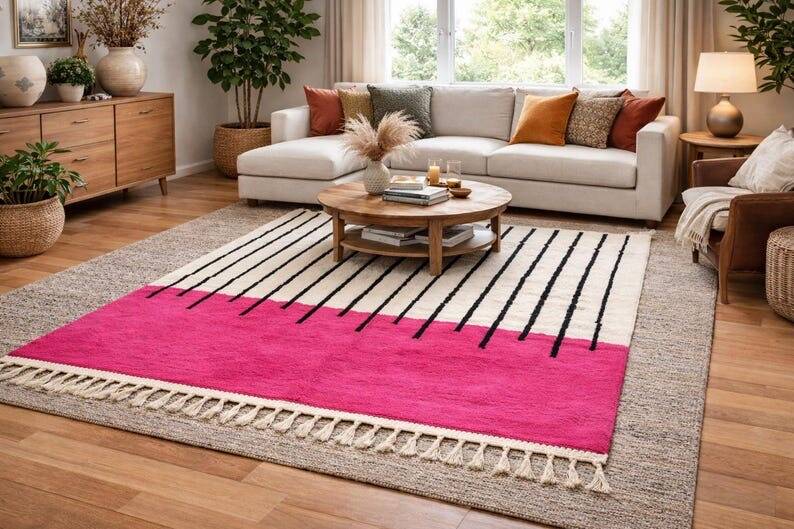 Handmade natural wool Berber rug size 150/250 cm