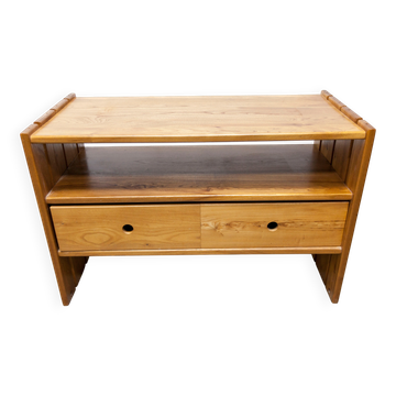 Low furniture Maison Regain solid elm 1960 with drawer