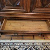 LOUIS XIII CABINET IN DIAMOND-TIP WALNUT 2 DOORS FROM THE 18TH CENTURY