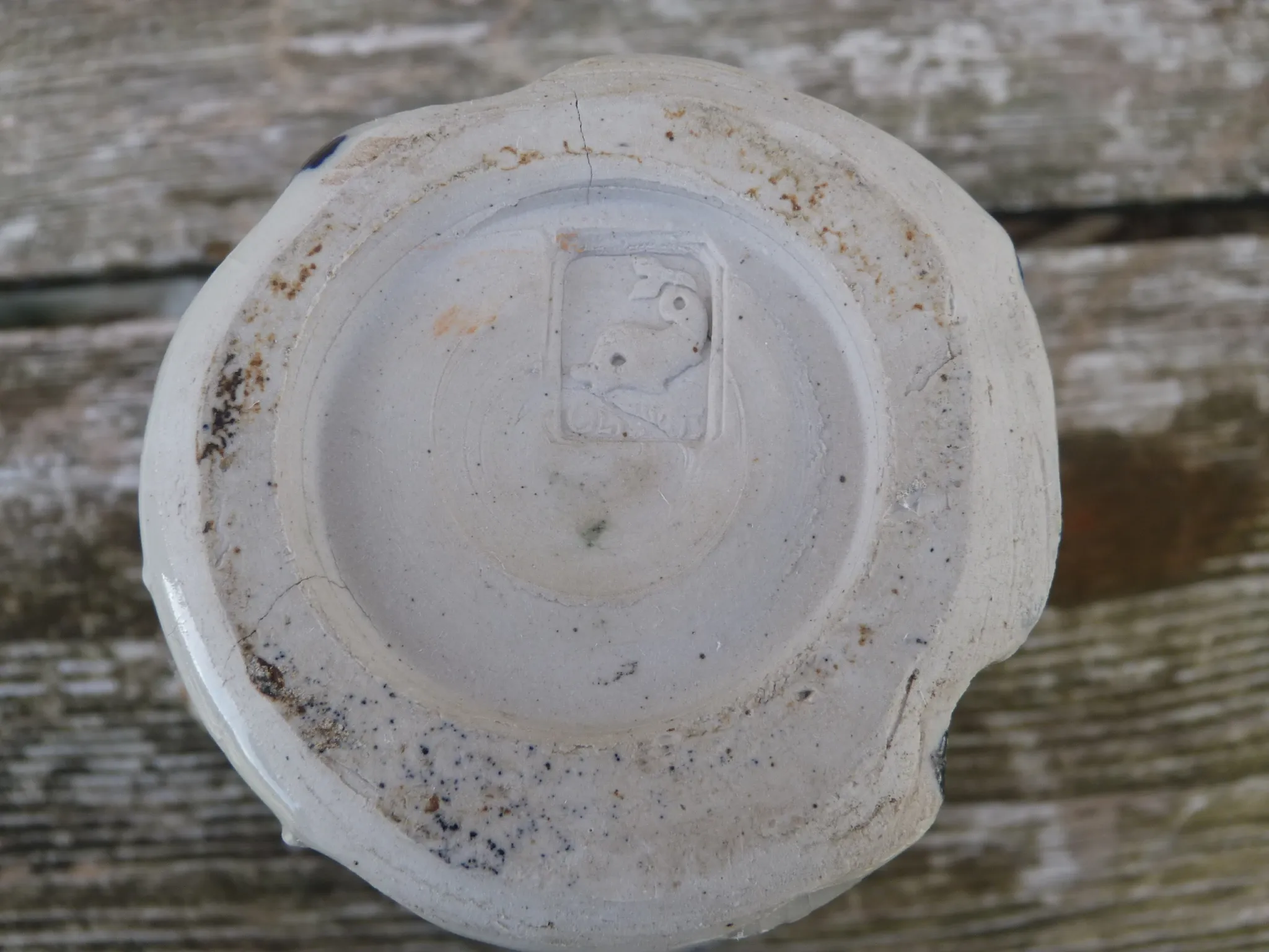 Vintage 1950 Brutalist vase in pottery with blue glazes, signed Blaso.