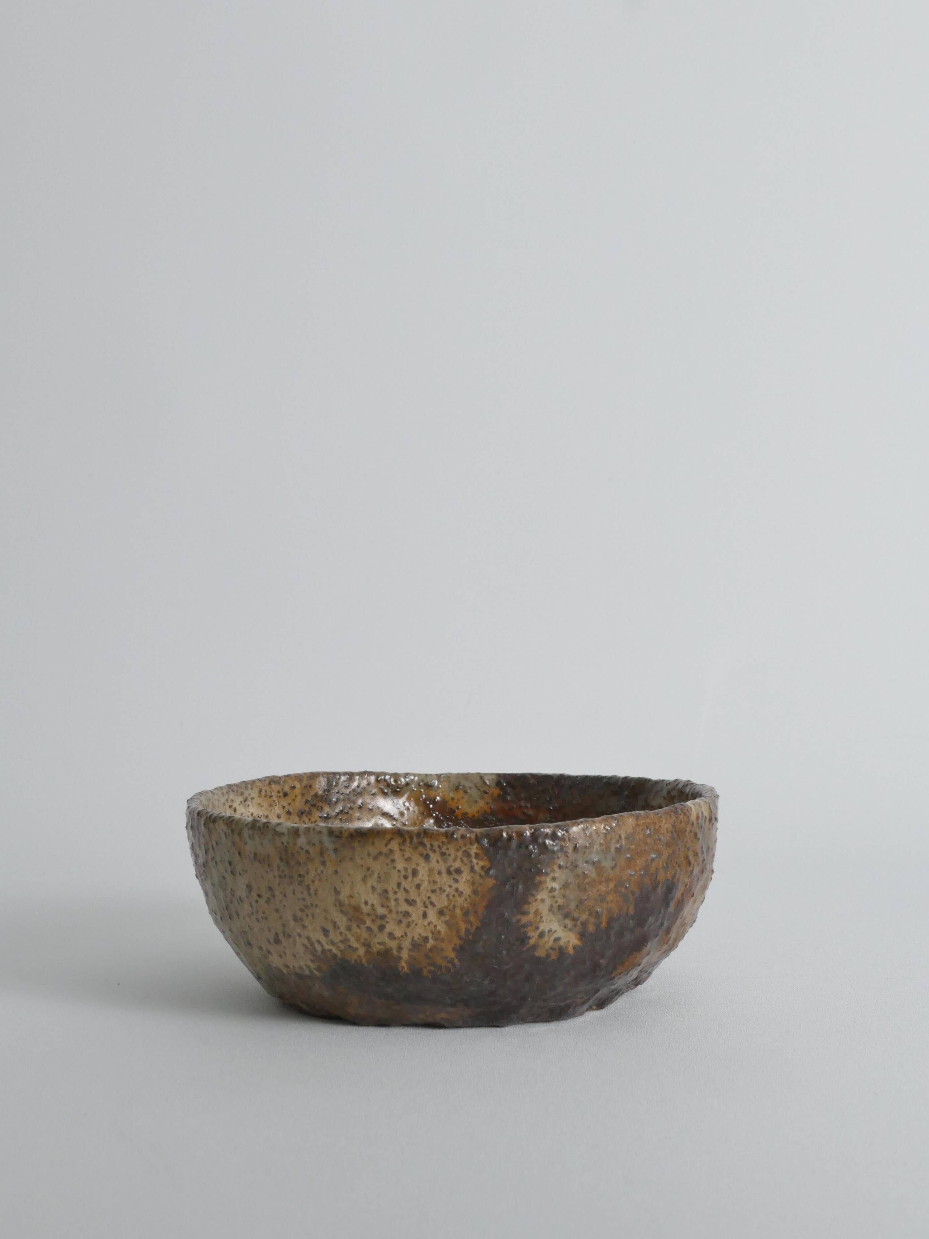 Textured Stoneware Bowl with Sculptural Handle, Handmade Studio Ceramic