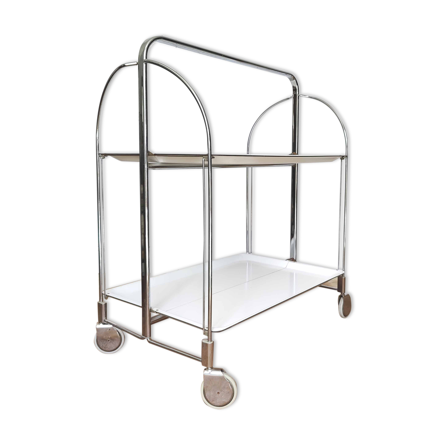 Vintage foldable white bar trolley