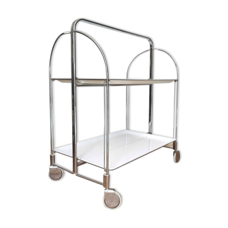 Vintage foldable white bar trolley