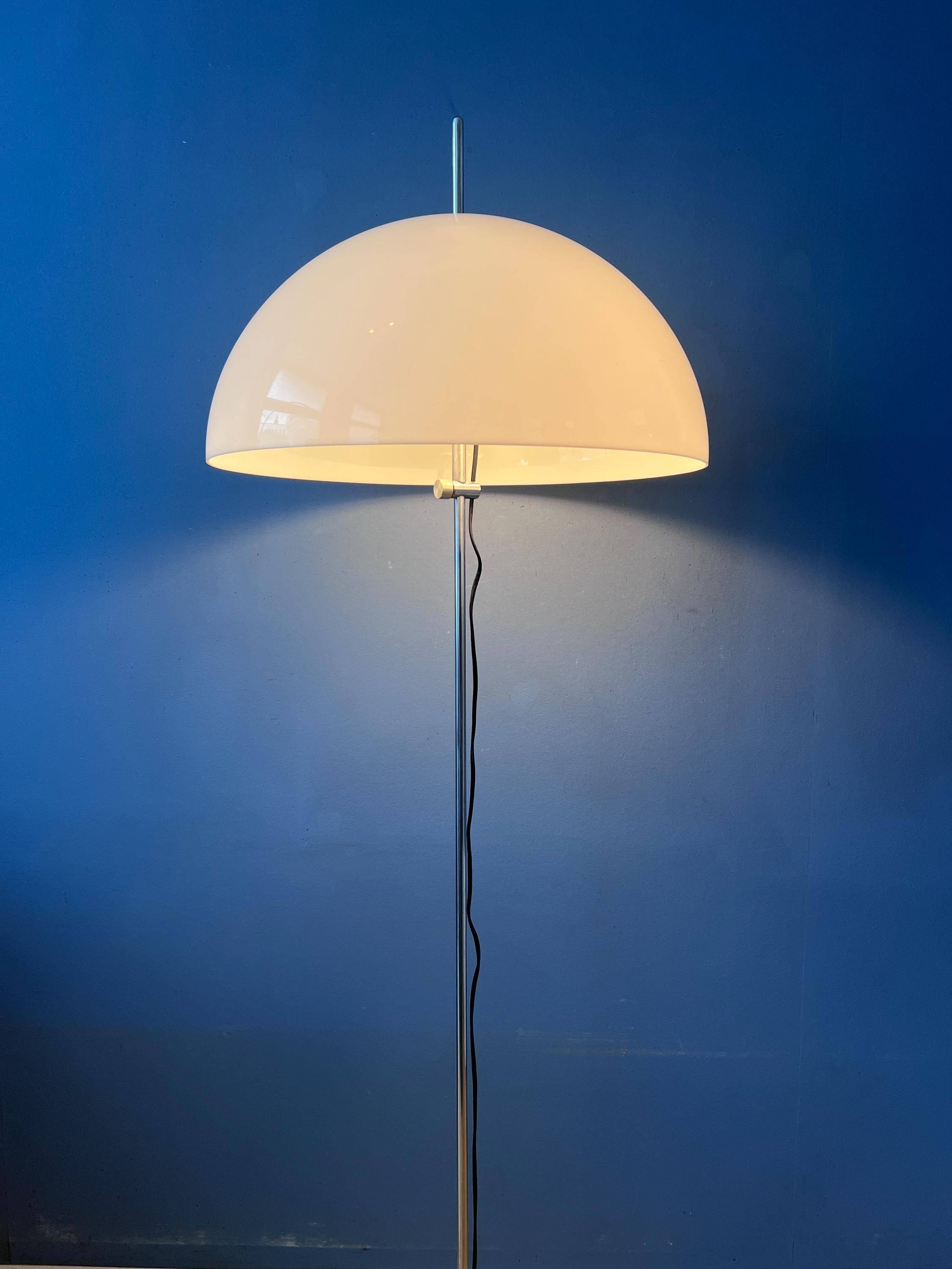 Vintage GEPO Space Age mushroom floor lamp, white acrylic glass shade.