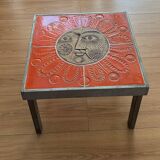Coffee table end of sofa Roger Capron and Jean Derval ceramic 70s sun model
