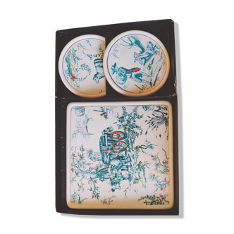 Box containing 1 trifle and 2 bottles in Longwy earthenware - collection Les Saisons