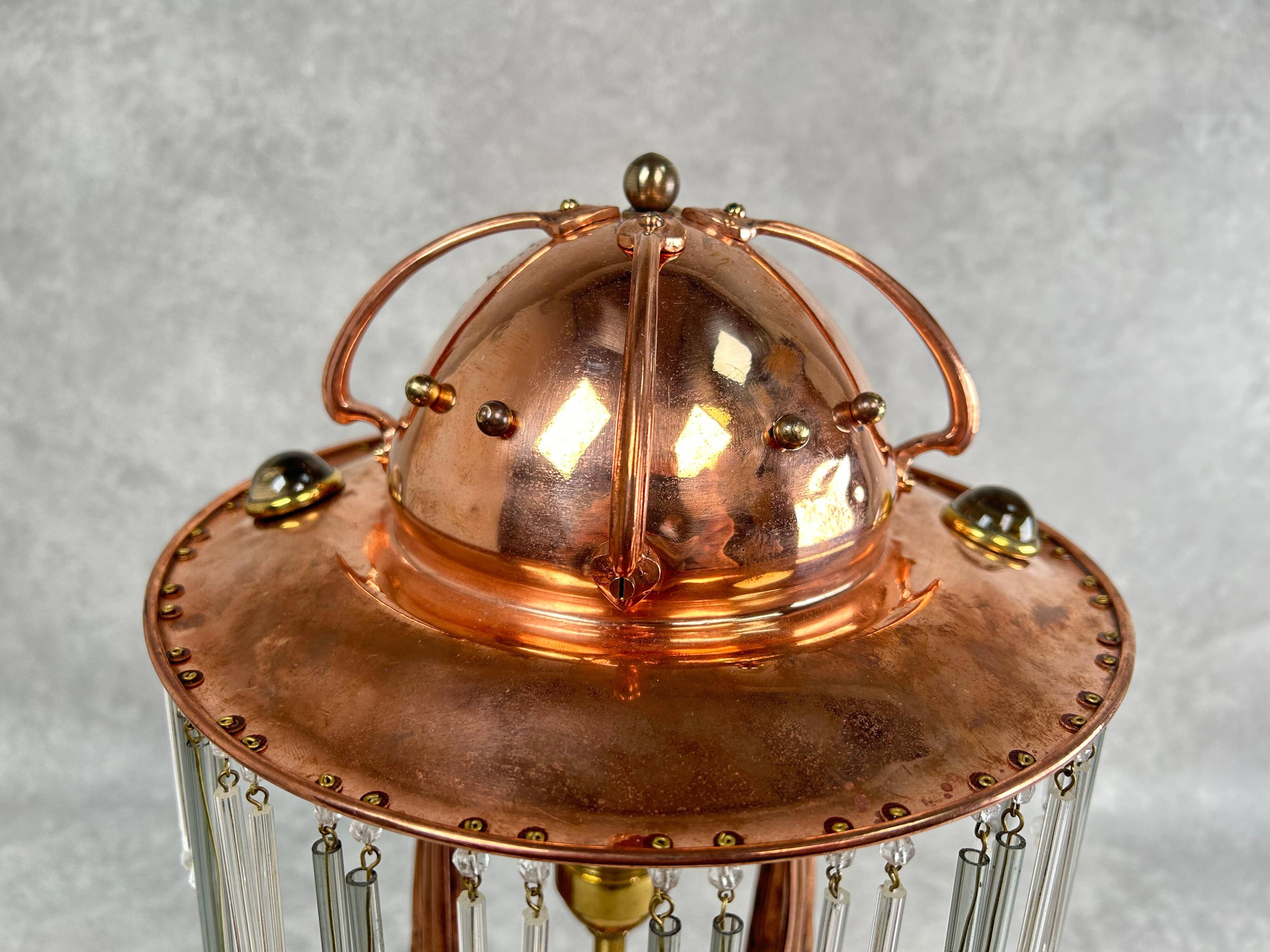 Lampe de table Jugendstil en cuivre