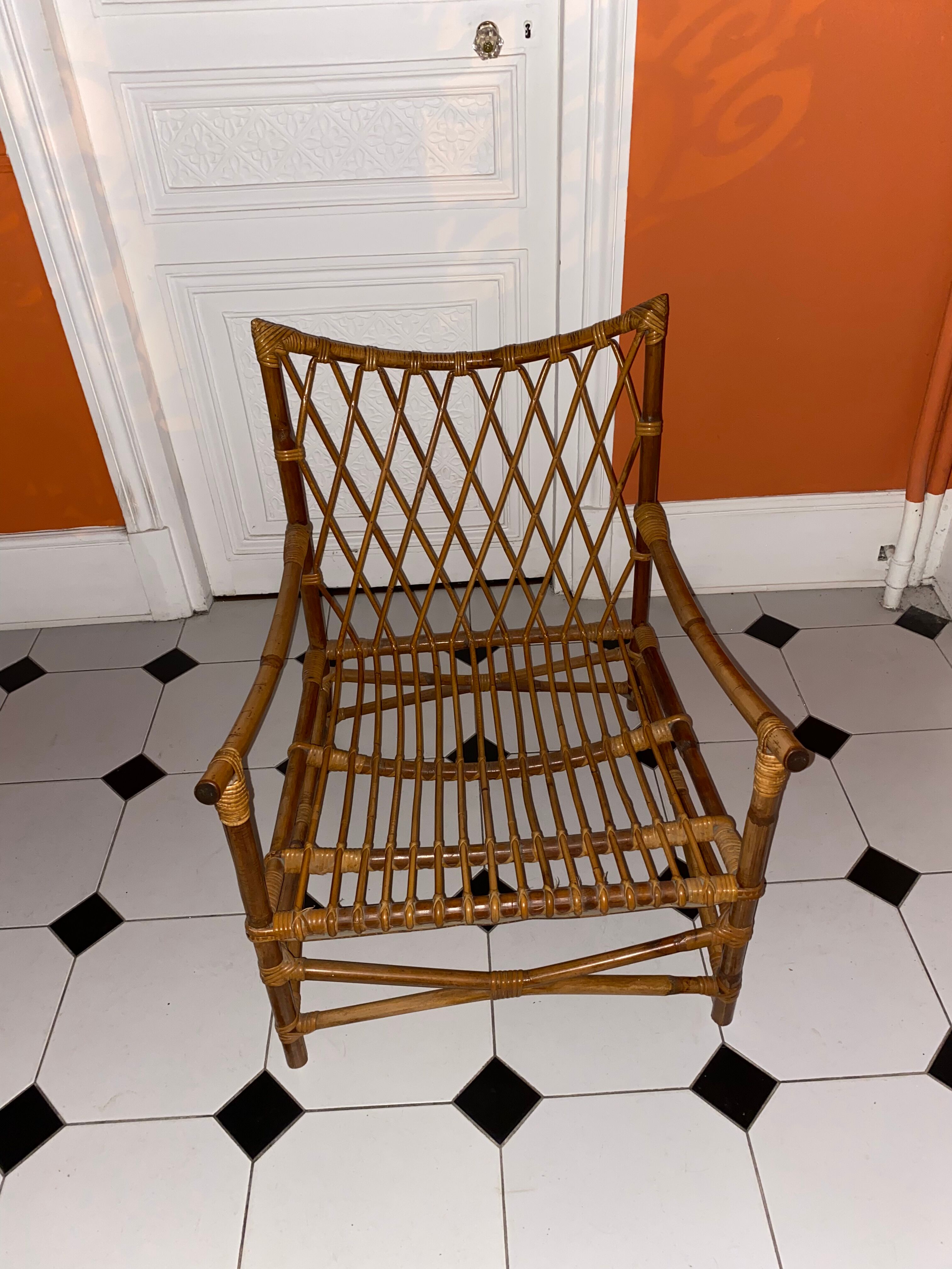 Paire de fauteuils en rotin vintage