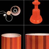 Vintage side lamp in orange painted wood and ribbed fabric shade