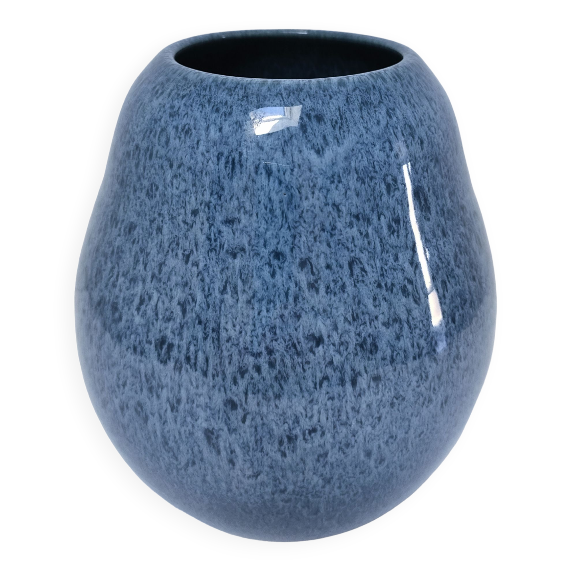 Blue design glazed ceramic vase Holland 90s