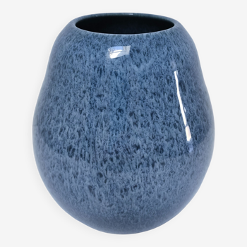 Vase céramique émaillée bleu design Hollande années 90