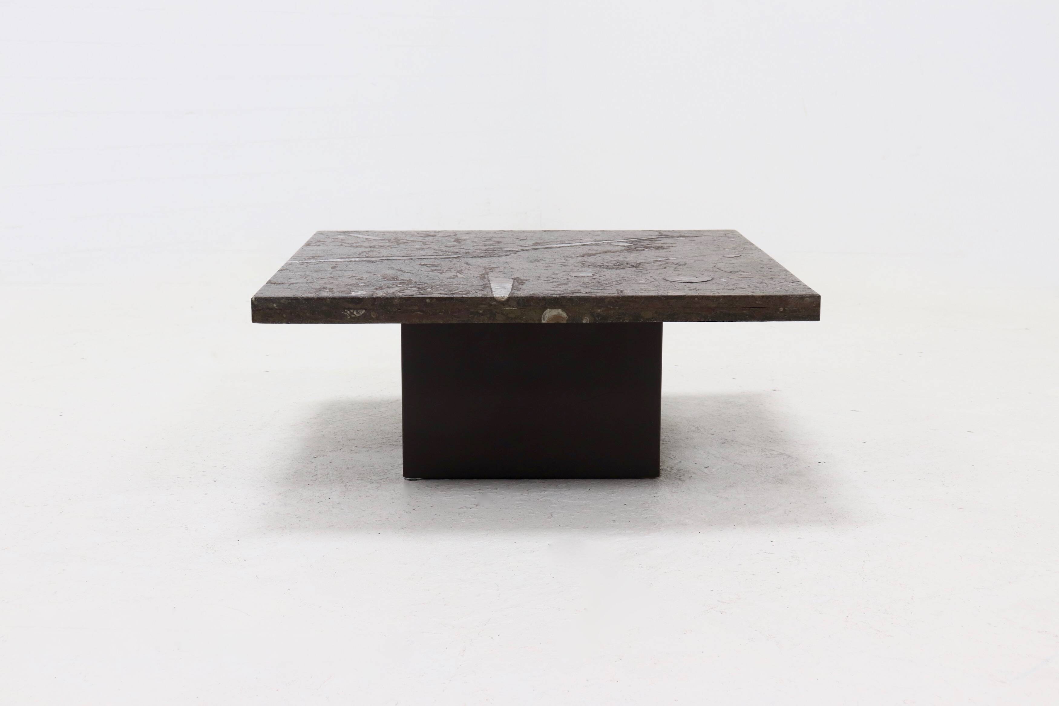 Rare Fossil Stone Coffee Table by Metaform 1970s