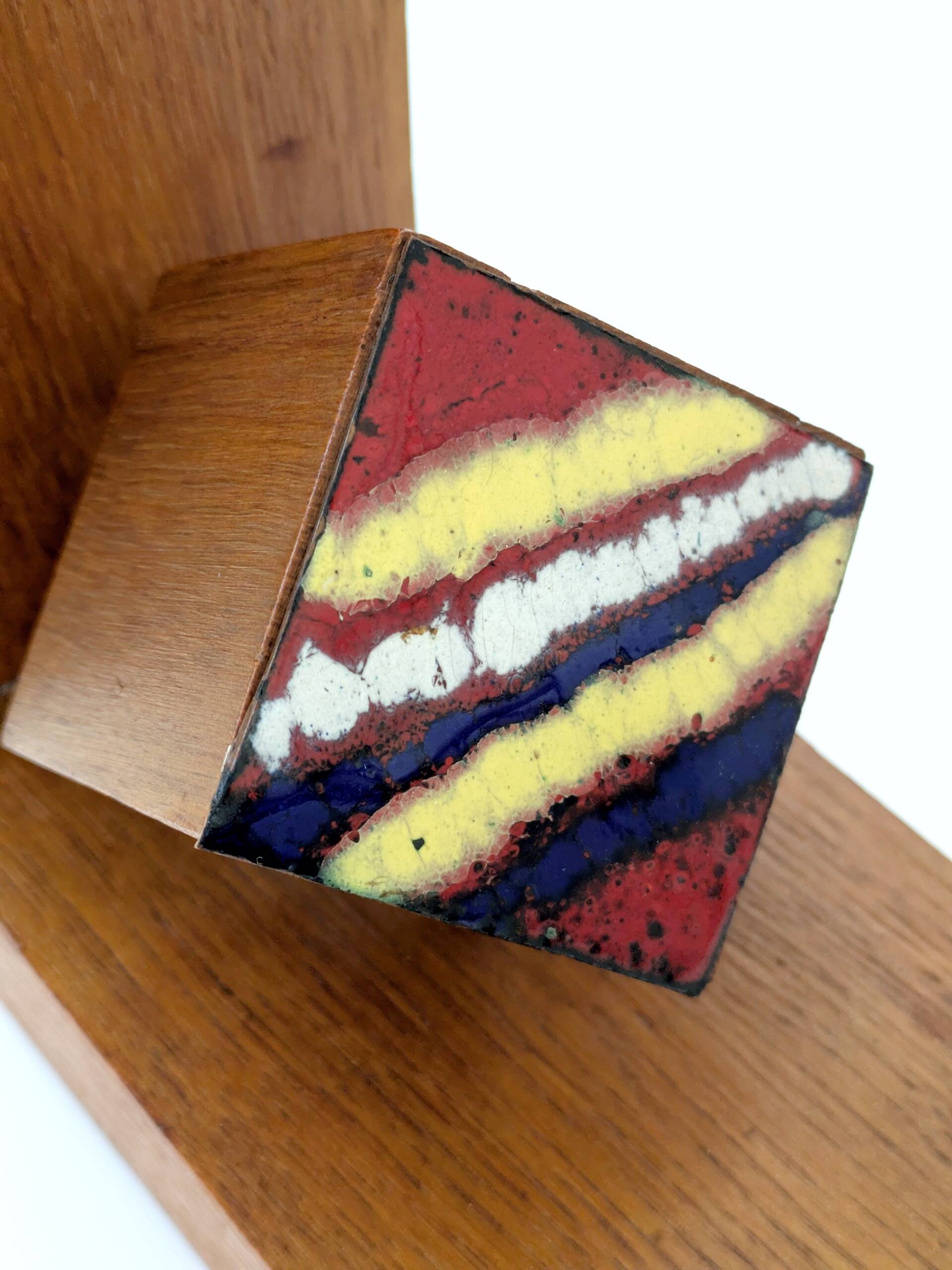 Mid-Century pair of wooden and enamel bookends, 1960s