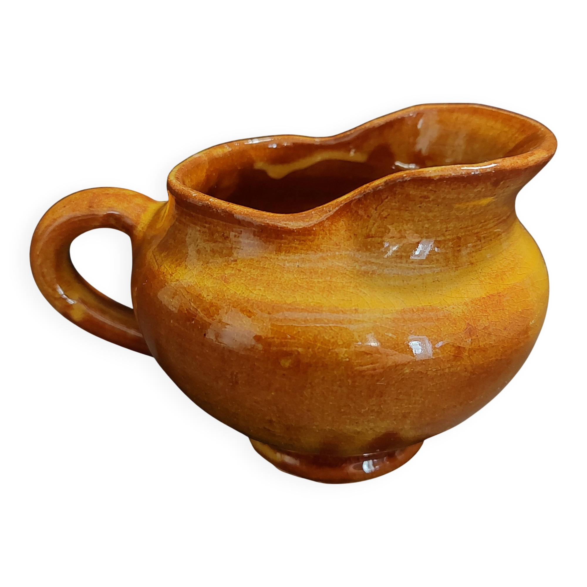 Pot à crème pichet terre cuite vernissée XXème