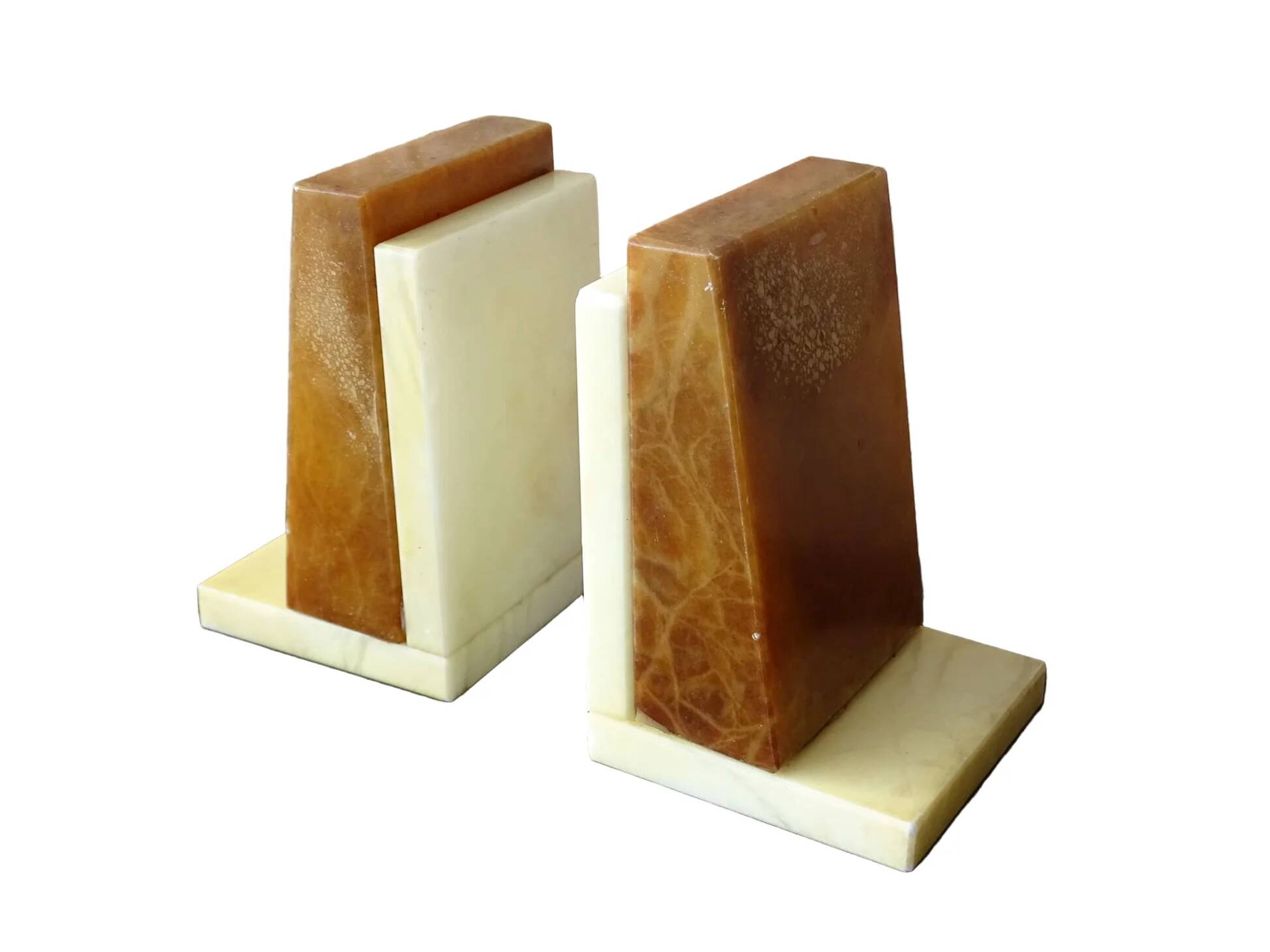 Serre-livres vintage en albâtre, milieu du siècle