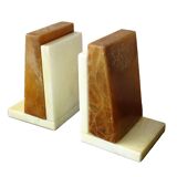 Serre-livres vintage en albâtre, milieu du siècle