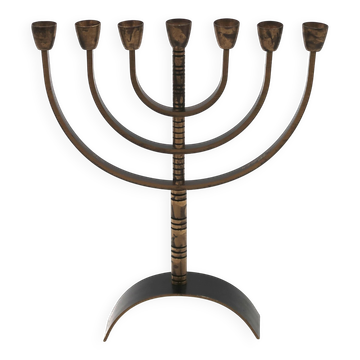Brass 7-branch candelabra Menorah, 1960s