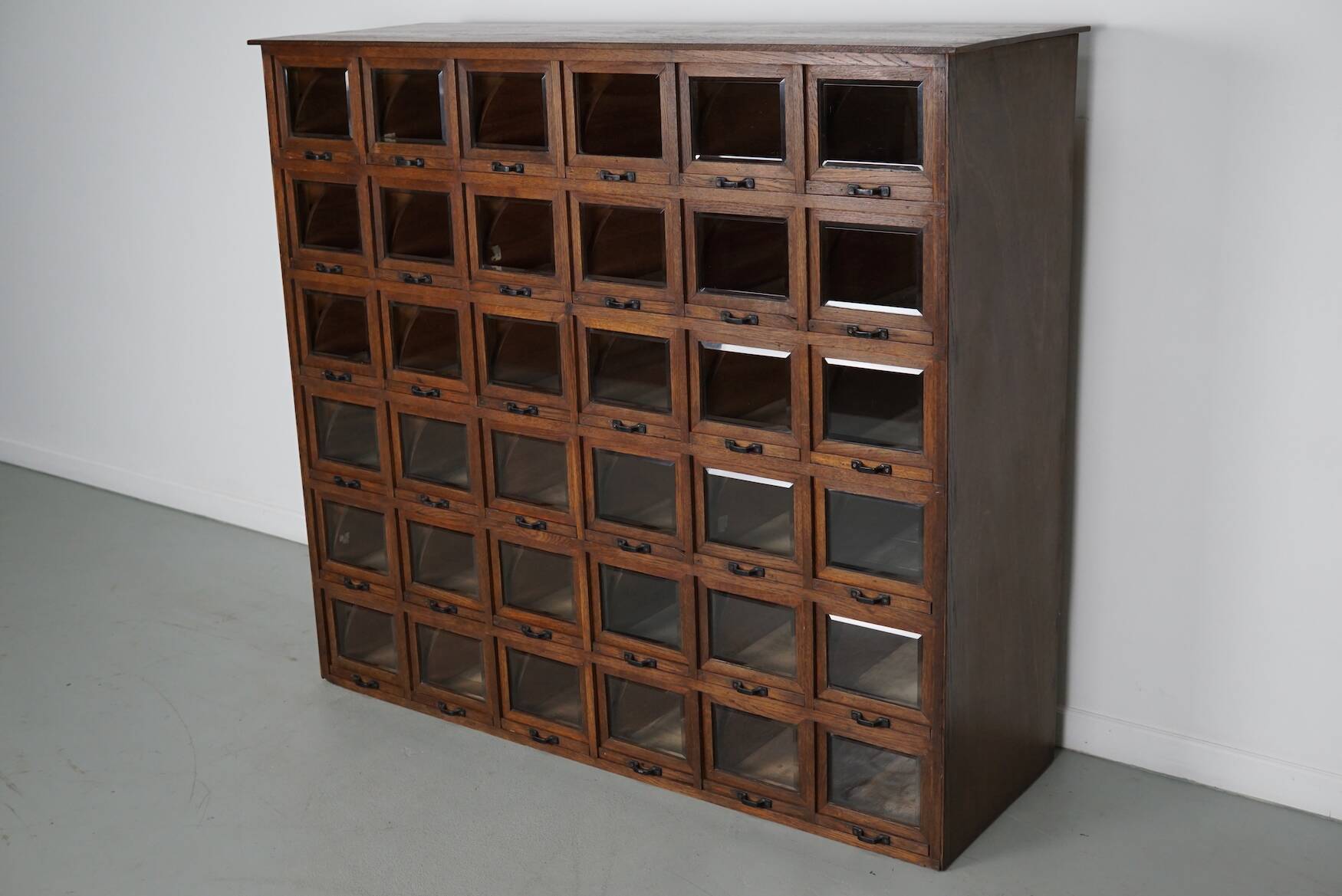 Antique German Oak Haberdashery Shop Cabinet, 1920/30s