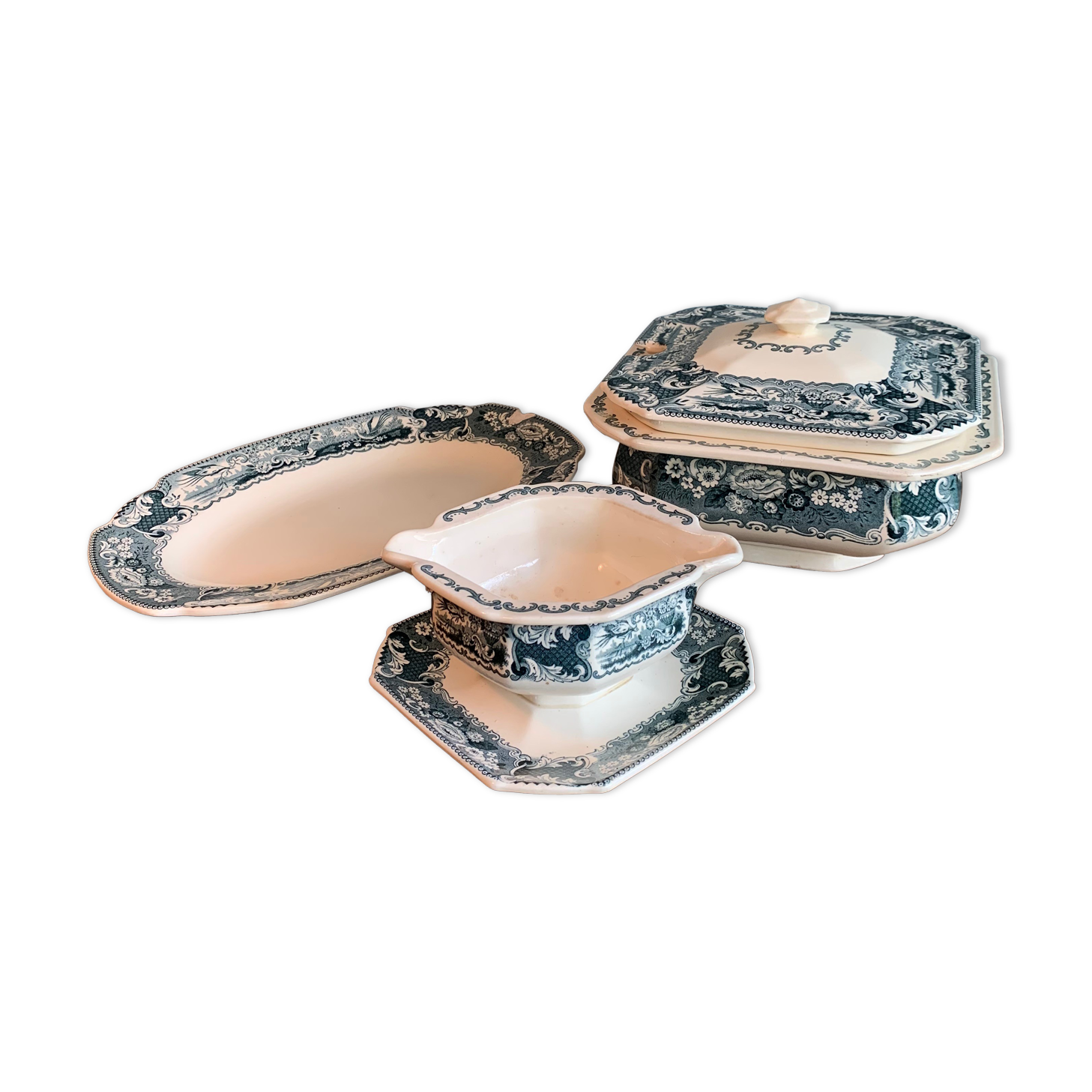 Set of 3 serving dishes in Maastricht ceramic