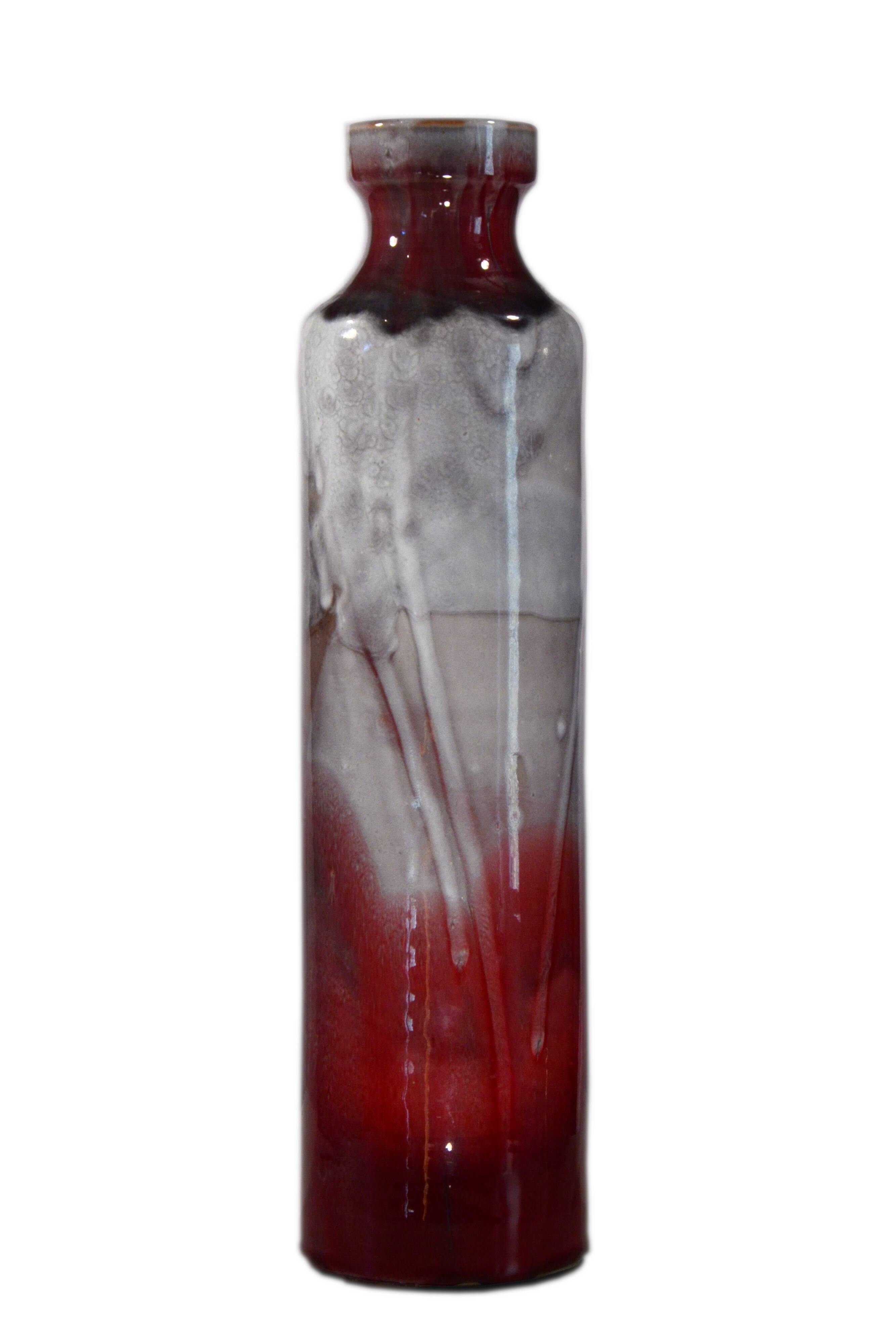 Artisanal ceramic vase 10x39cm, Éva Kondor, Hungary, 2010