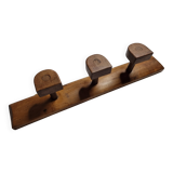 Vintage solid wood wall coat rack with three hooks 60 cm