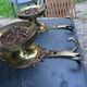 Pair of large solid brass coat hooks vintage Italy