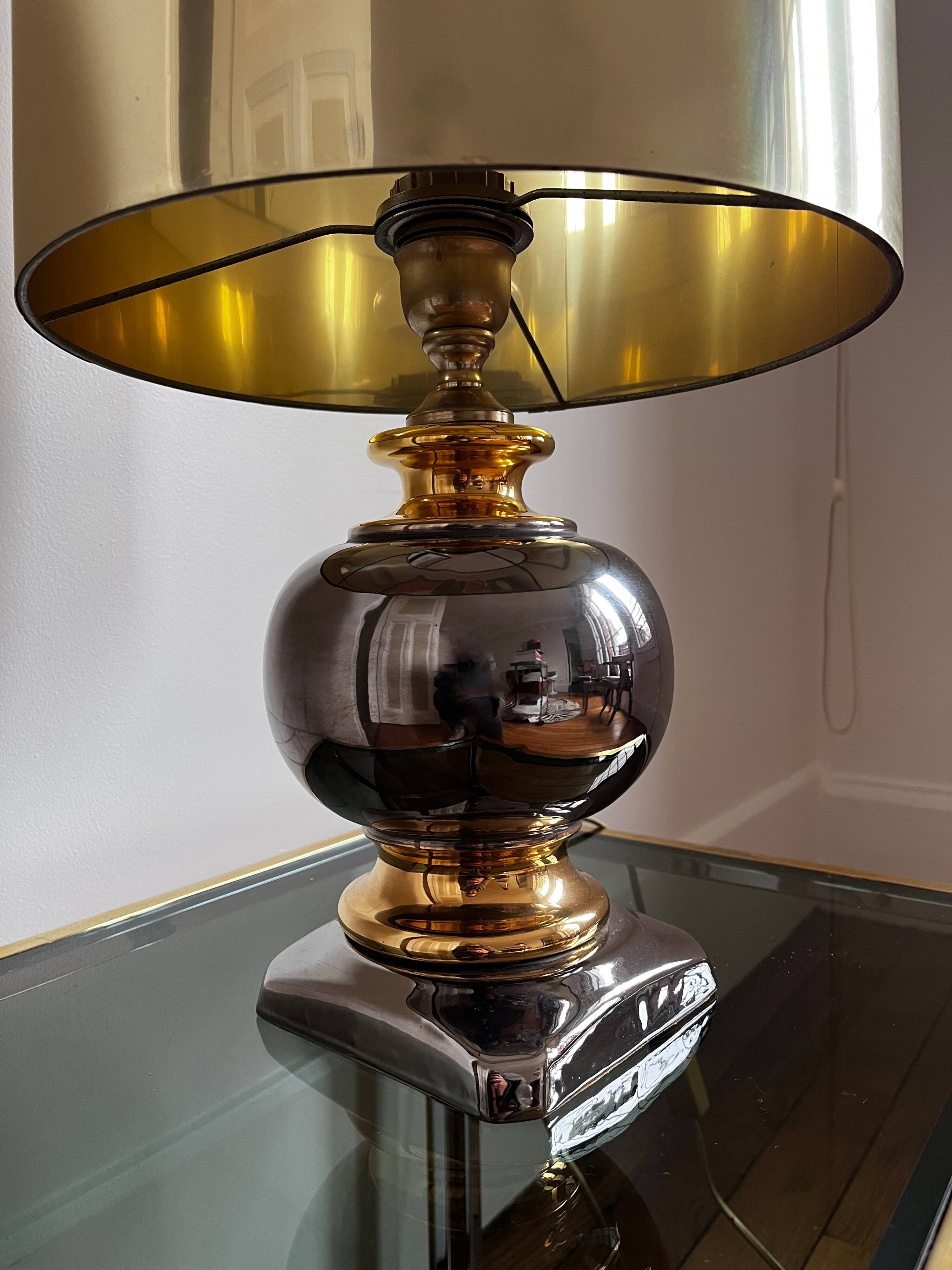 Table lamp in chrome and gold ceramic, 1970s