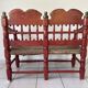 Vintage Spanish low chair in painted wood and straw (Majorca Andalusia)