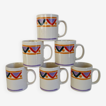 6 mugs Mobil vintage en céramique