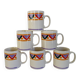 6 vintage Mobil ceramic mugs