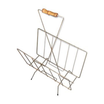 Porte-revue en acier doré brossé vintage