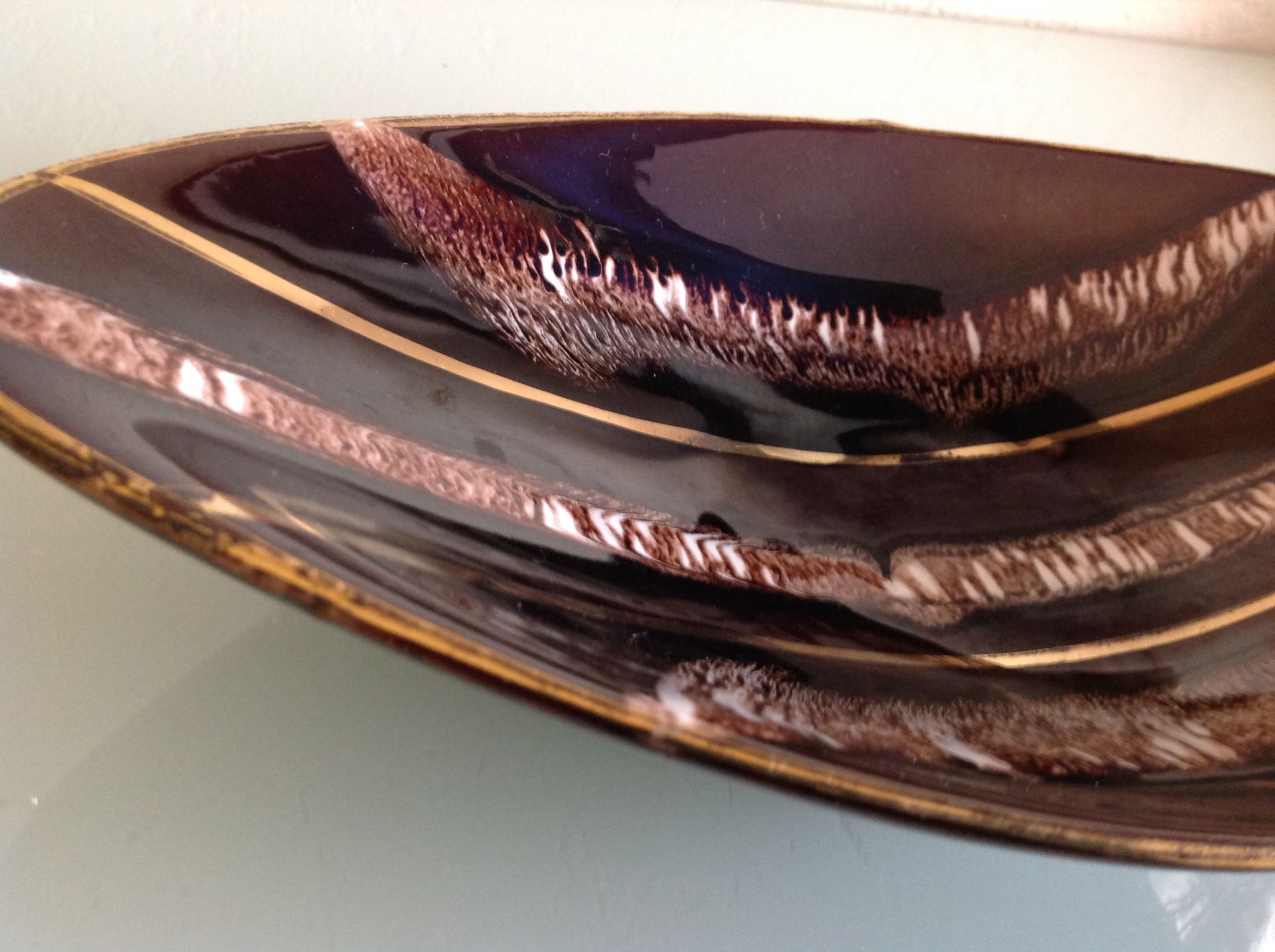 Empty pocket in chocolate color cermal by Jasba / vintage 60s-70s