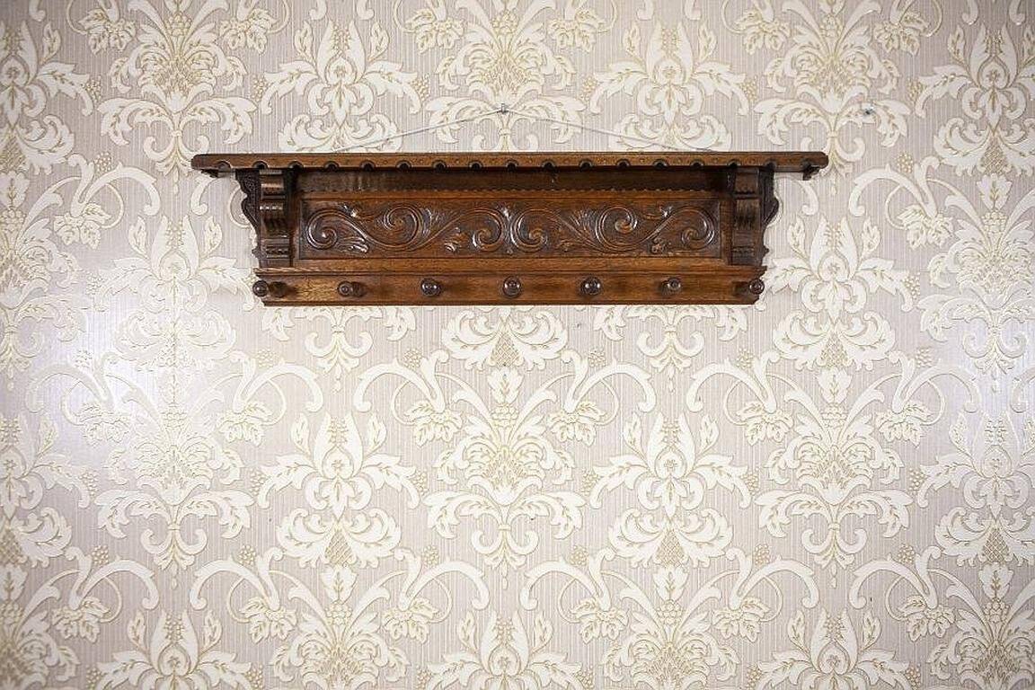 Early 20th Century Oak Coat Rack in Dark Brown, 1950s