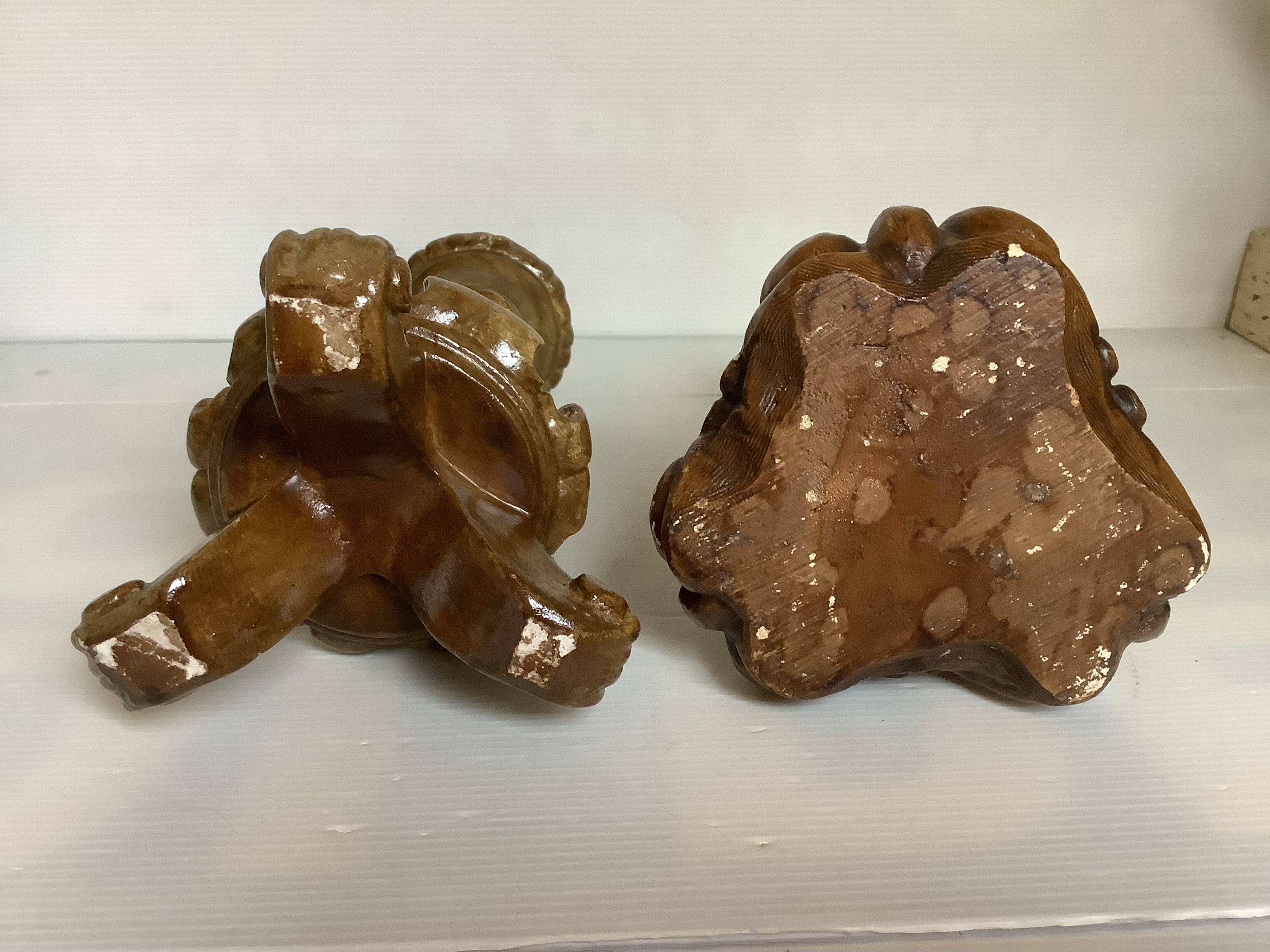 Pair of painted plaster candlesticks