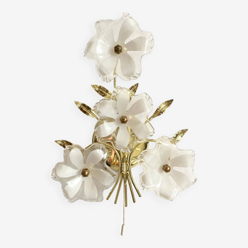 Murano glass flower wall lamp, Italy 1970