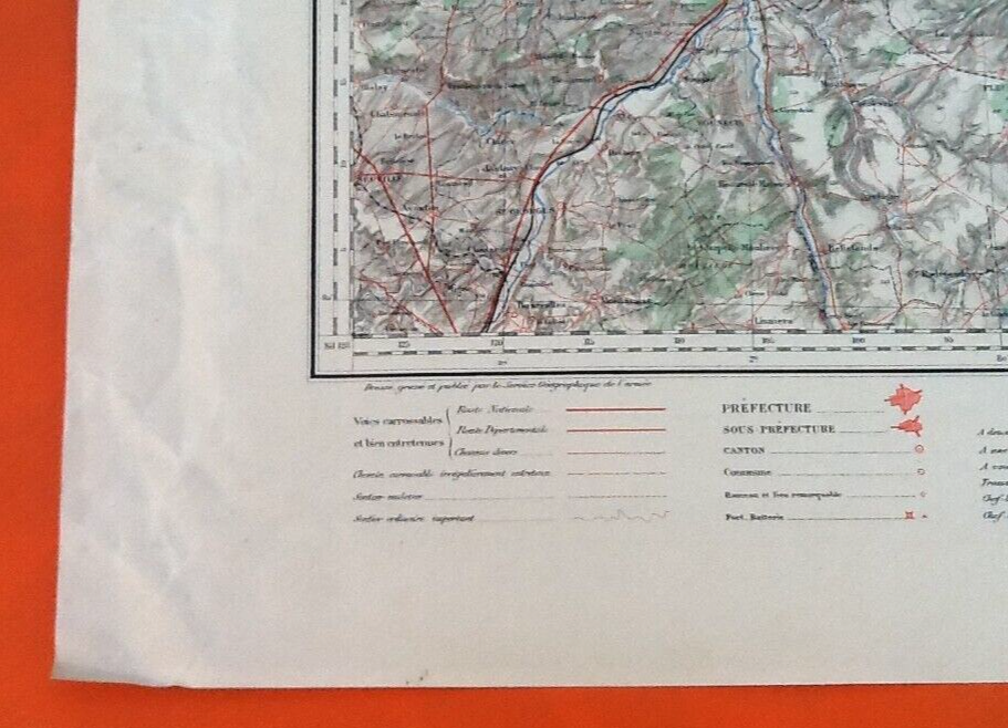 Châteauroux (Indre) Old Geographical Map drawn up, engraved, published...