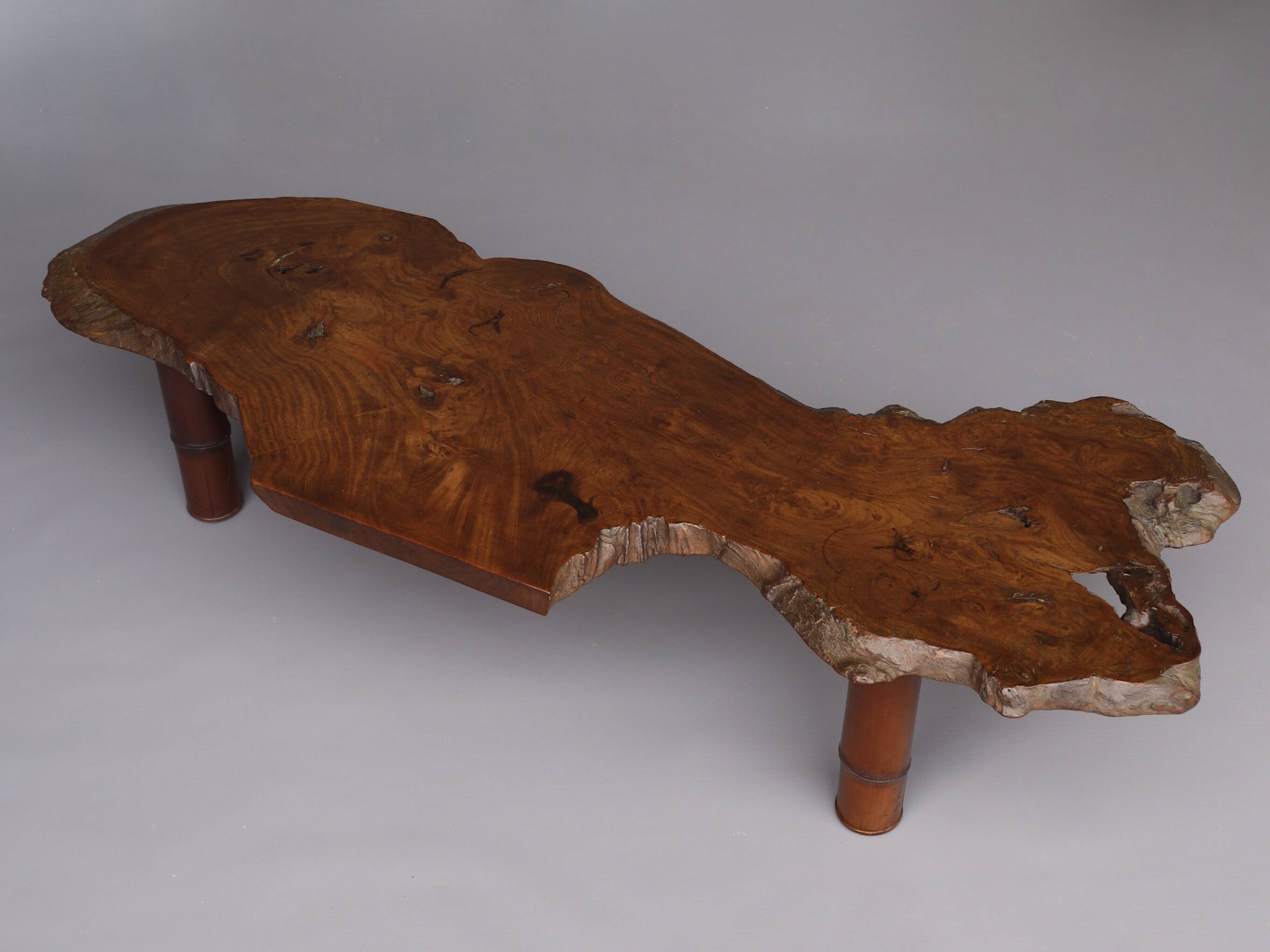 Japanese Showa Period Bamboo and Elm wood Coffee Table, 1960s