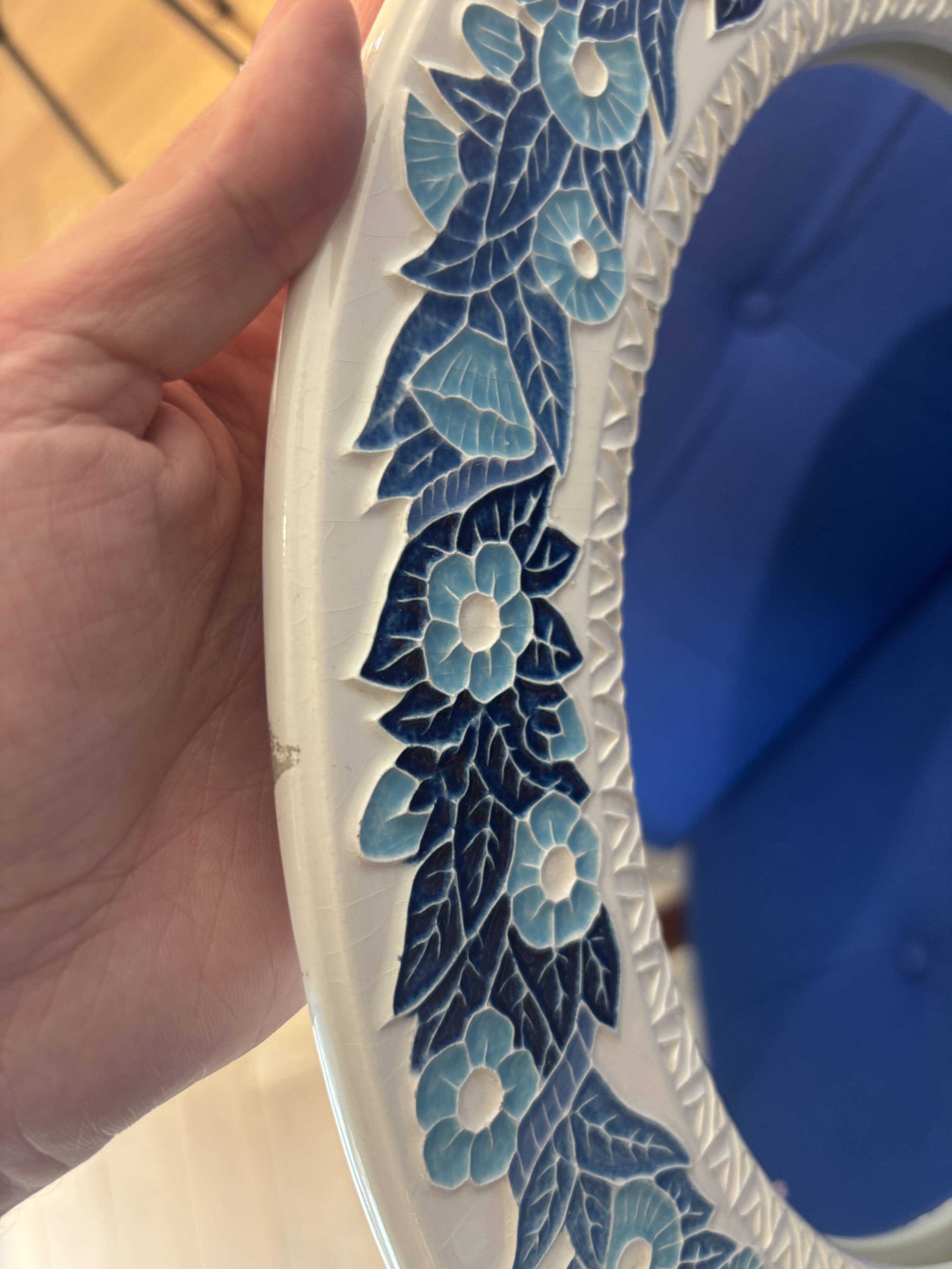 Handmade floral ceramic mirror