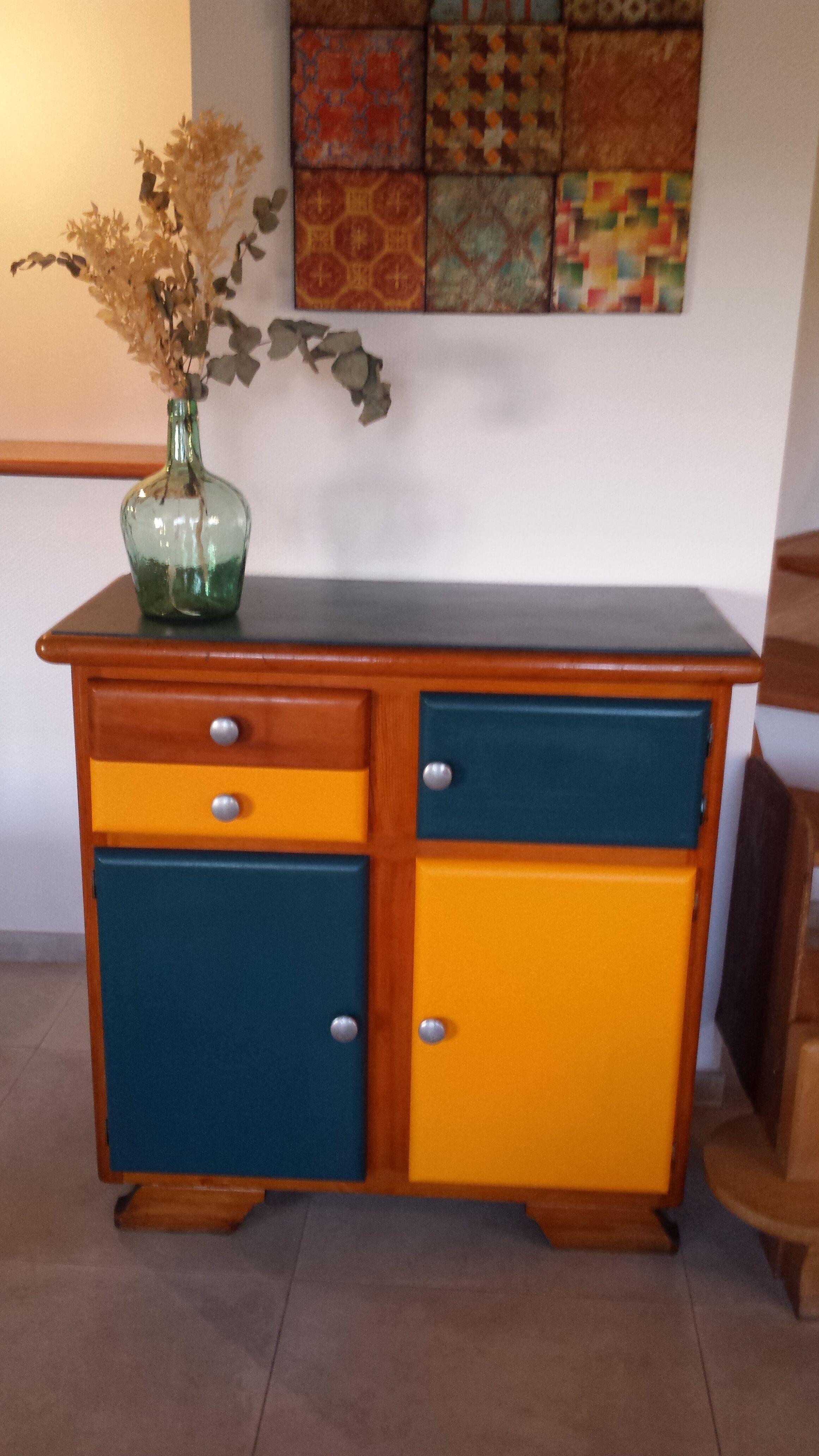 wooden cupboard, formica top