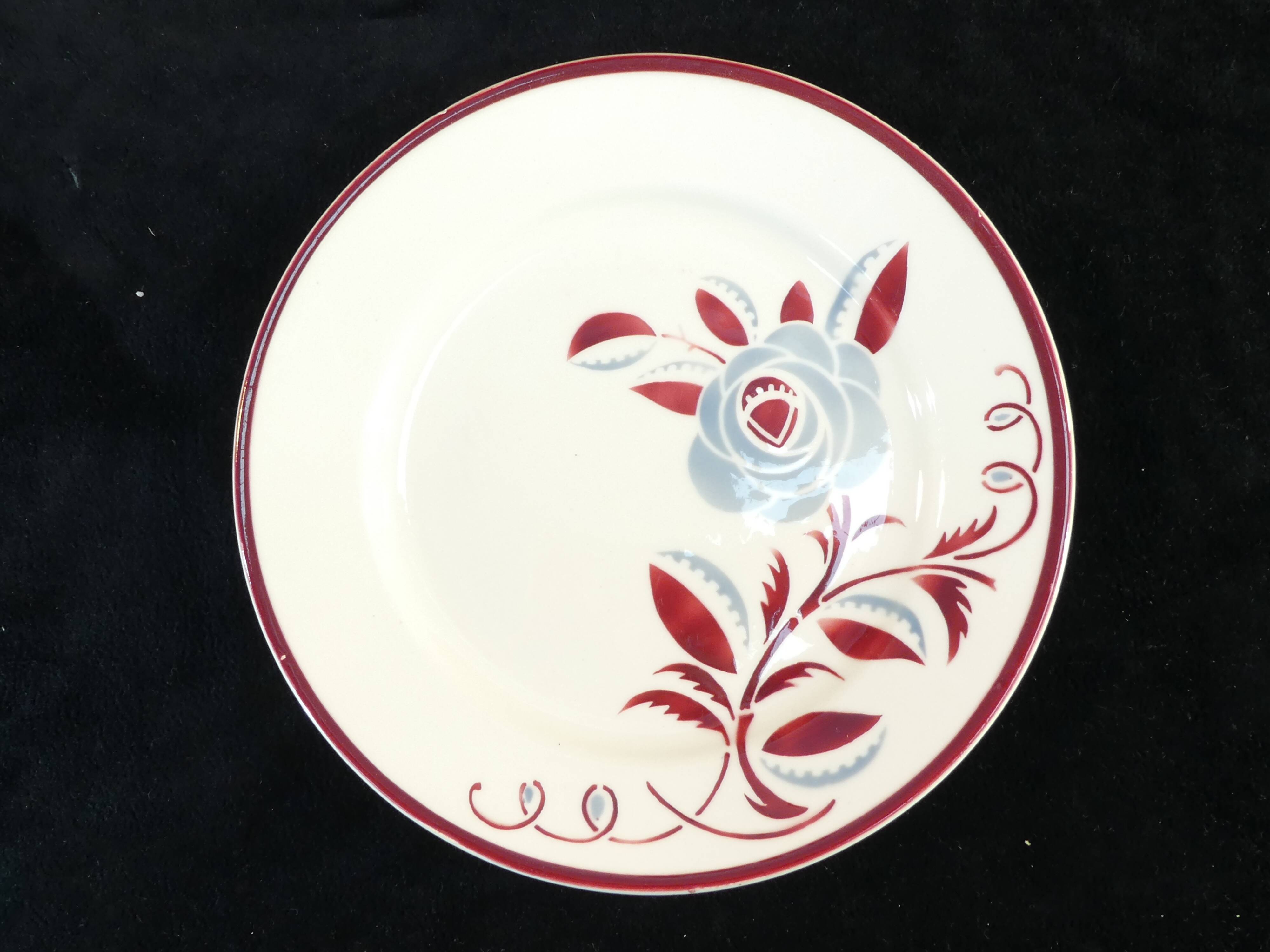 6 flat plates k and g luneville floral décor art deco model rosie