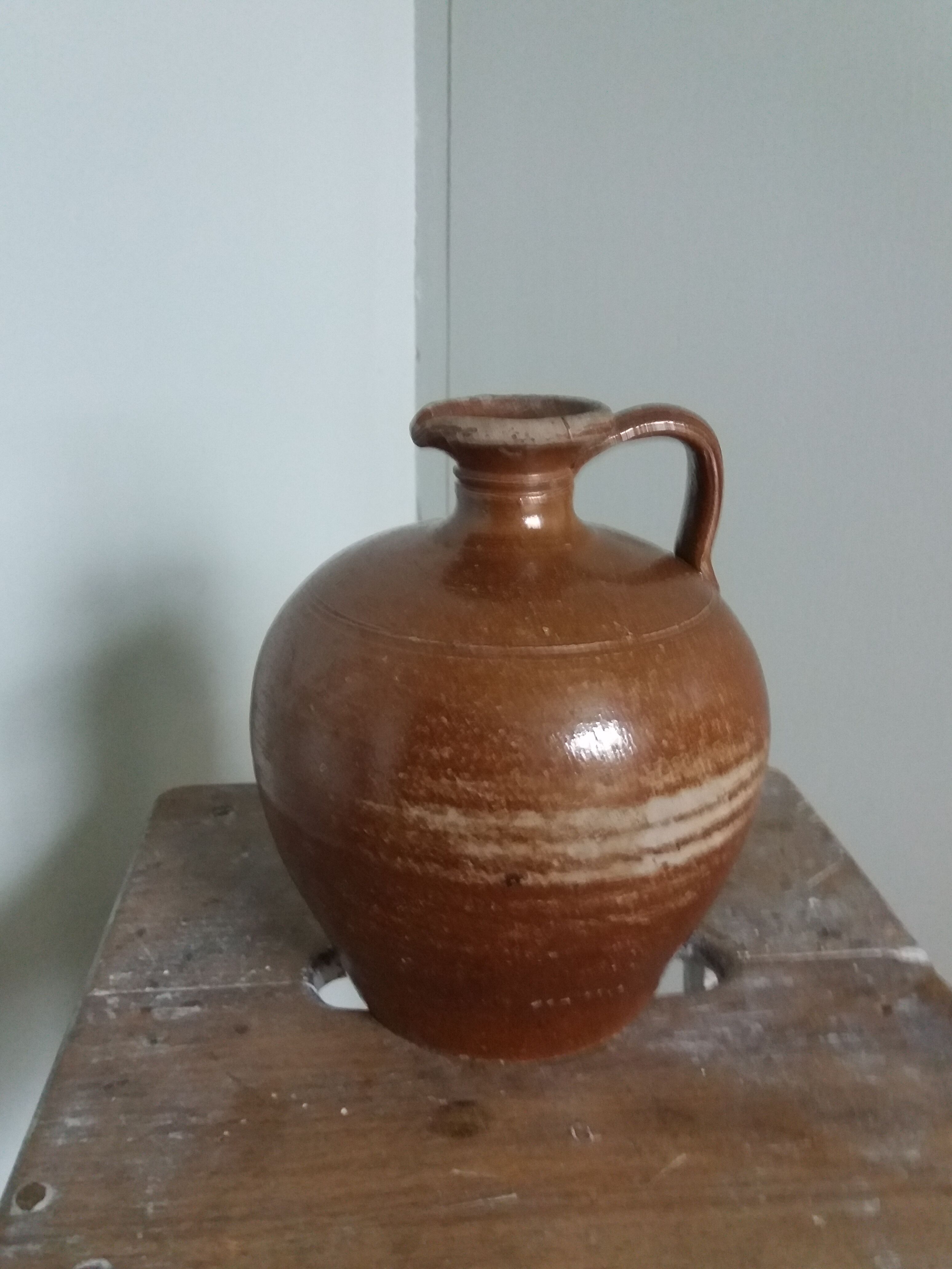 Terracotta pitcher pottery glazed stoneware