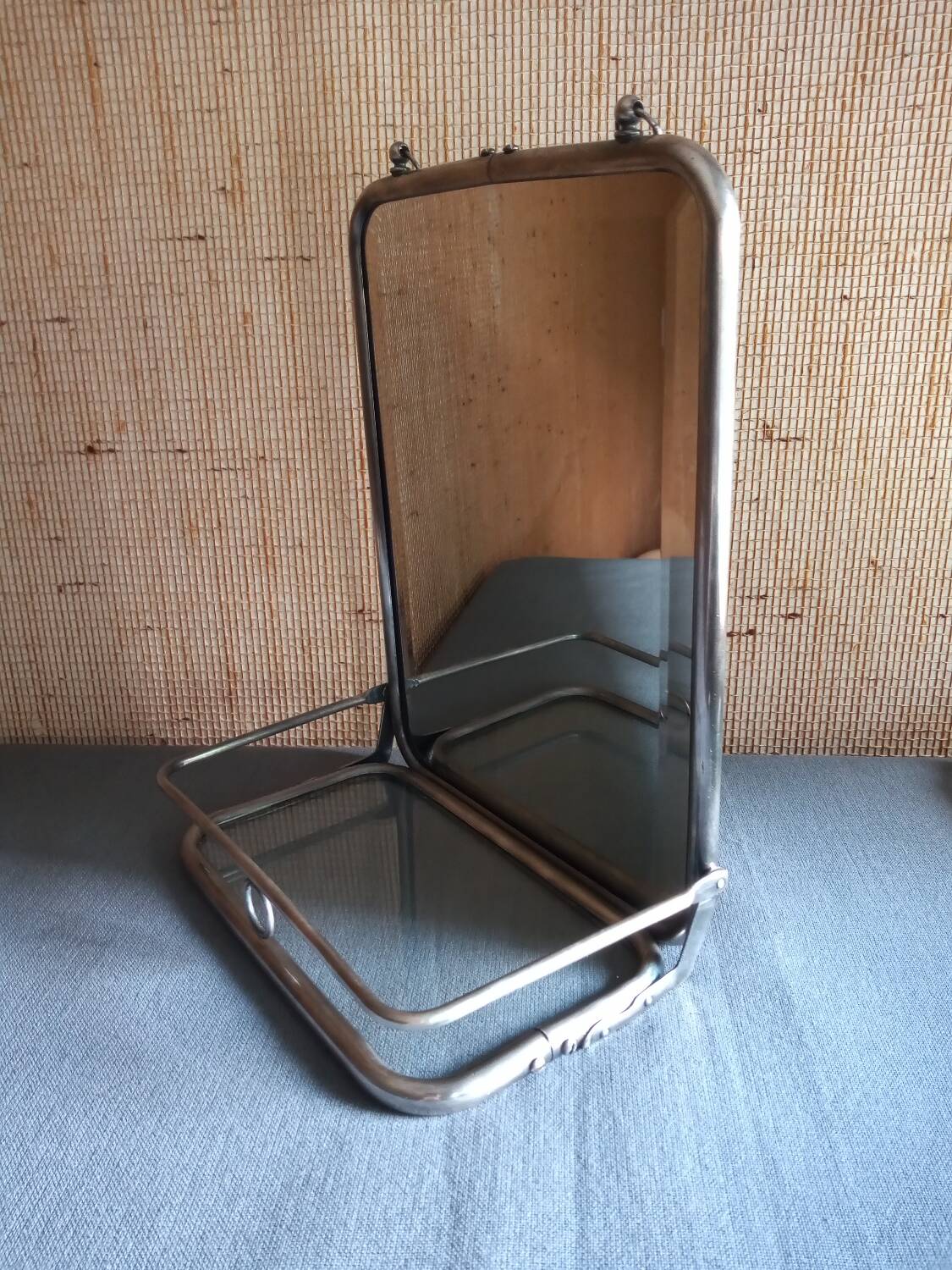 Barber mirror with shelf